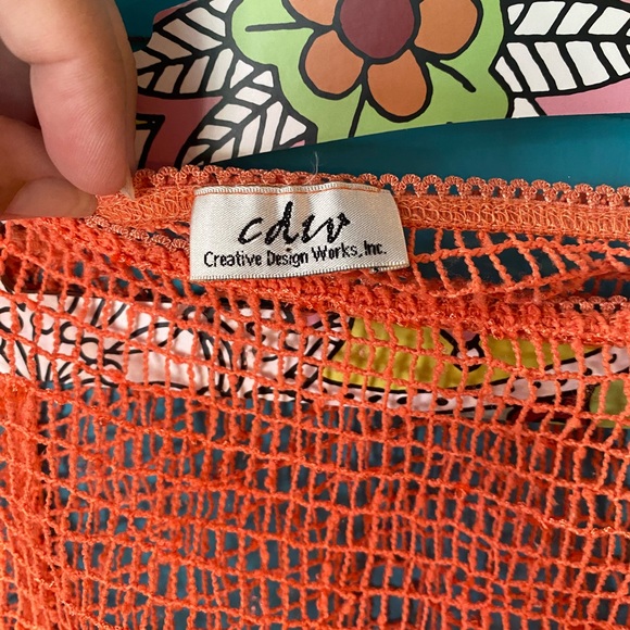 Crochet Woven Loose Weave Open Poncho Orange Bohemian Shrug Femimine Open Size - Picture 6 of 6